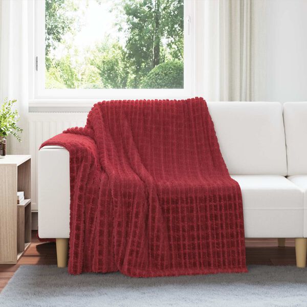vidaXL Coperte da Pile 6 pcs Rosso Bordeaux 200 x 150 cm Panno