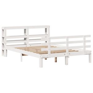 vidaXL Giroletto con Testiera Bianco 150x200 cm Legno Massello di Pino