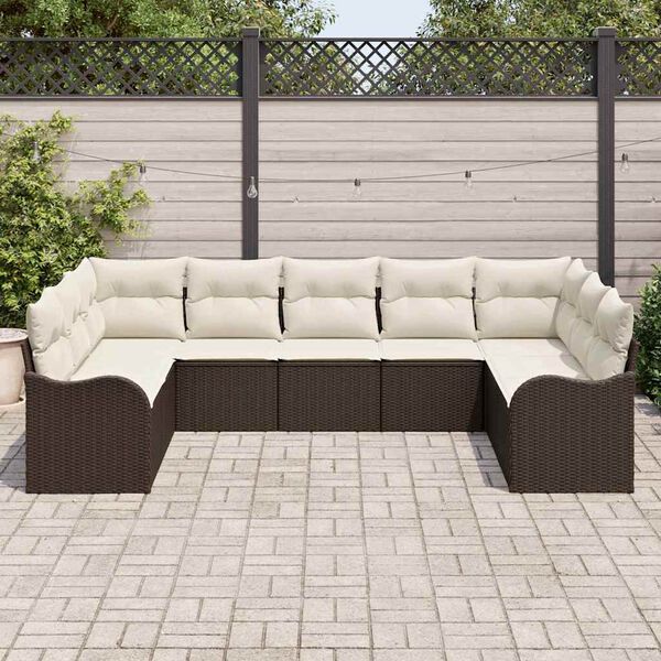 vidaXL Set Divano da Giardino Marrone polyrattan