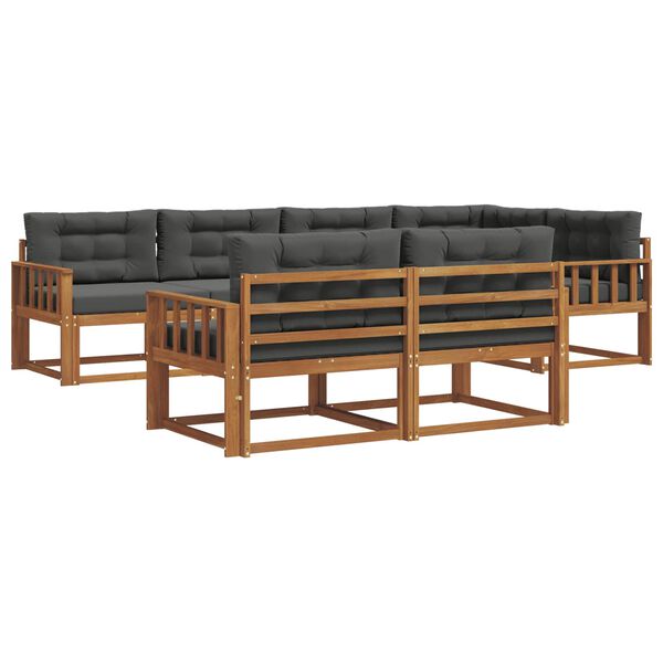 vidaXL Set di divani da esterno con cuscino 7 pcs Naturale e Antracite