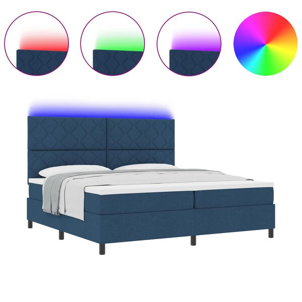 vidaXL Letto a molle con materasso Blu 200 x 200 cm Tessuto