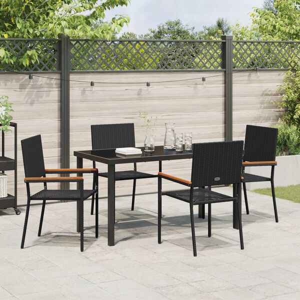 vidaXL Set da Pranzo per Giardino con cuscino 5 pcs Nero polyrattan