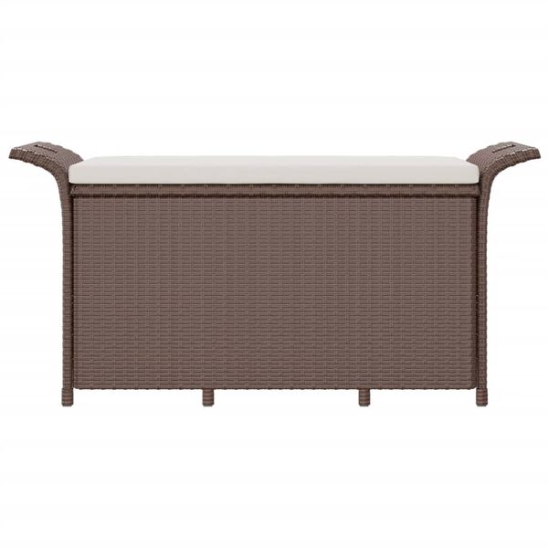 vidaXL Panca da Giardino con Cuscino Marrone 116x46x57cm in Polyrattan