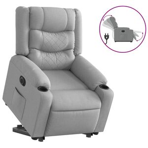 vidaXL Poltrona Reclinante Alzapersona Elettrica Grigio Chiaro Tessuto