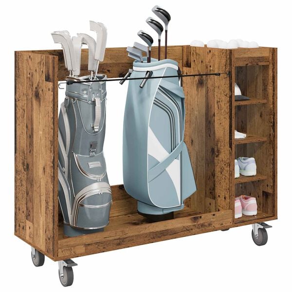 vidaXL Armadio per Golf con ruota Legno vecchio 120 x 45 x 98 cm