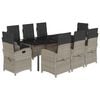 vidaXL Set Pranzo da Giardino 9pz con Cuscini Grigio Chiaro Polyrattan