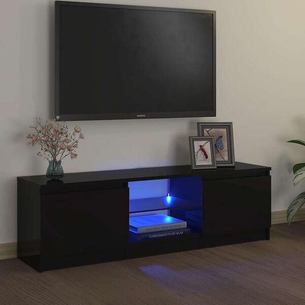 vidaXL Mobile Porta TV con Luci LED Nero 120x30x36 cm