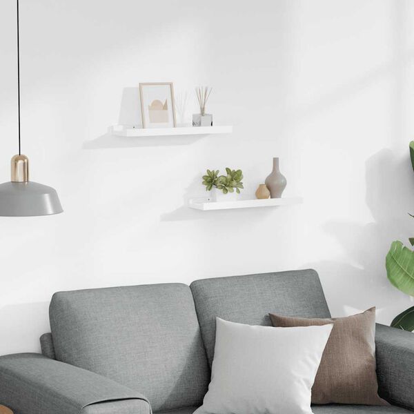 vidaXL Mensole con Sporgenza 2 pz Bianche 40x9x3 cm MDF