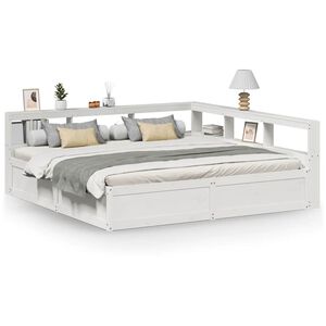 vidaXL Letto Libreria senza Materasso Bianco 200x200 cm Legno di Pino