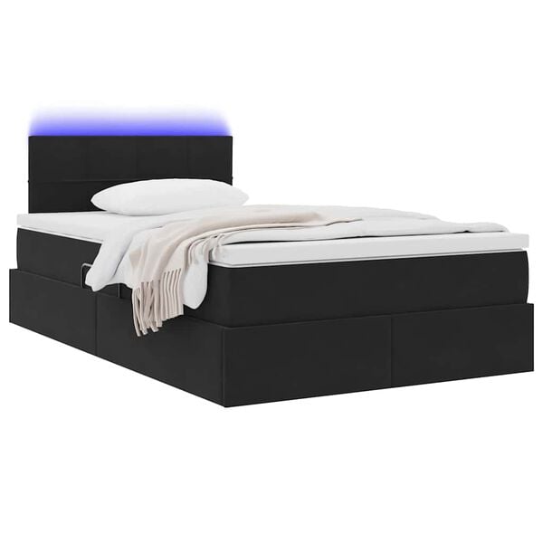 vidaXL Letto con contenitore e LED con led Nero 120 x 190 cm Velluto