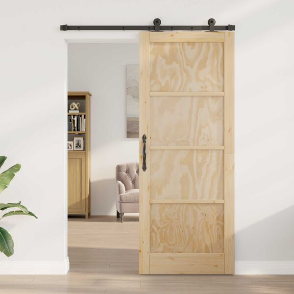 vidaXL Porta scorrevole ORKDAL Marrone 83 x 211 cm Pino massello