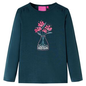 vidaXL Maglietta da Bambina a Maniche Lunghe Verde Scuro 116