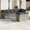 vidaXL Set Divano da Giardino 9 pz con Cuscini Grigio in Polyrattan