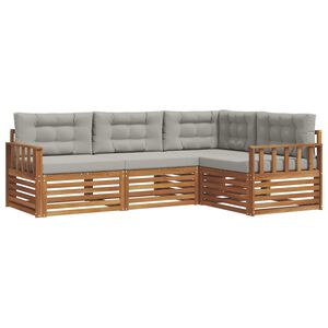 vidaXL Set di divani da esterno 4 pcs Grigio Naturale e Chiaro
