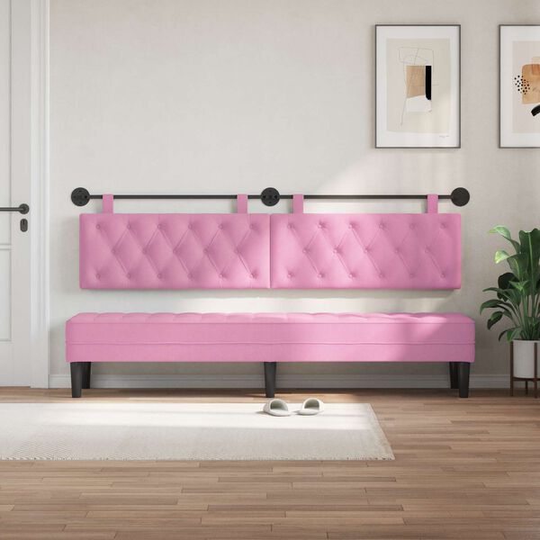 vidaXL Testata appesa Montaggio a parete Rosa 210 x 55 x 7 cm Tessuto