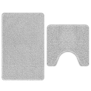 vidaXL Set di tappetini antiscivolo per il bagno 2 pz Grigio PP