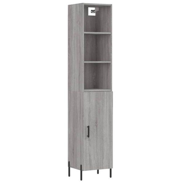 vidaXL Credenza Grigio Sonoma 34,5x34x180 cm in Legno Multistrato