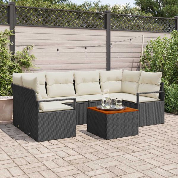 vidaXL Set Divano da Giardino 7 pcs Nero e bianco