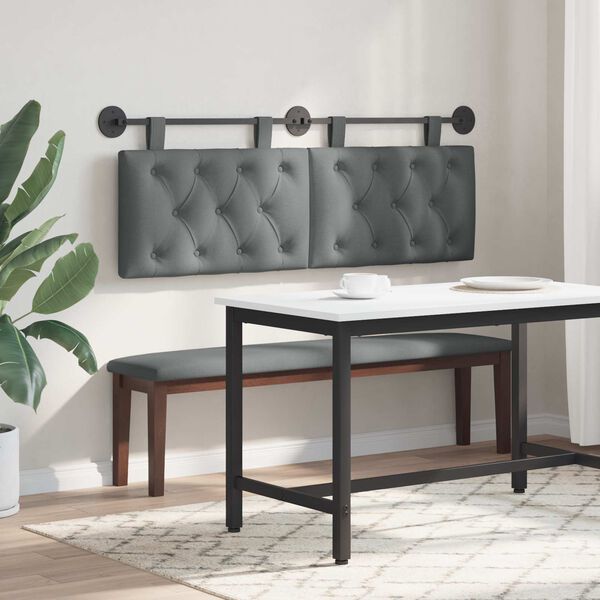 vidaXL Testata appesa Grigio scuro 130 x 55 x 7 cm Tessuto