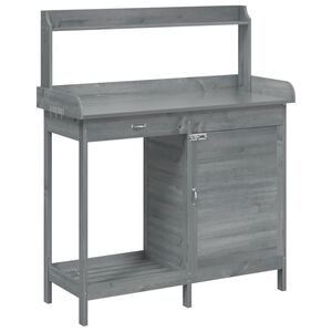 vidaXL Tavolo Invaso con Mobile Grigio 110,5x45x124,5cm Massello Abete