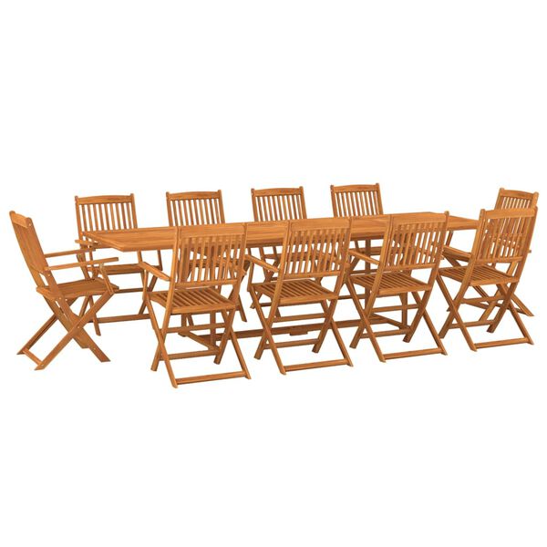 vidaXL Set da Pranzo da Giardino 11 pz 280x90x75 cm Massello di Acacia