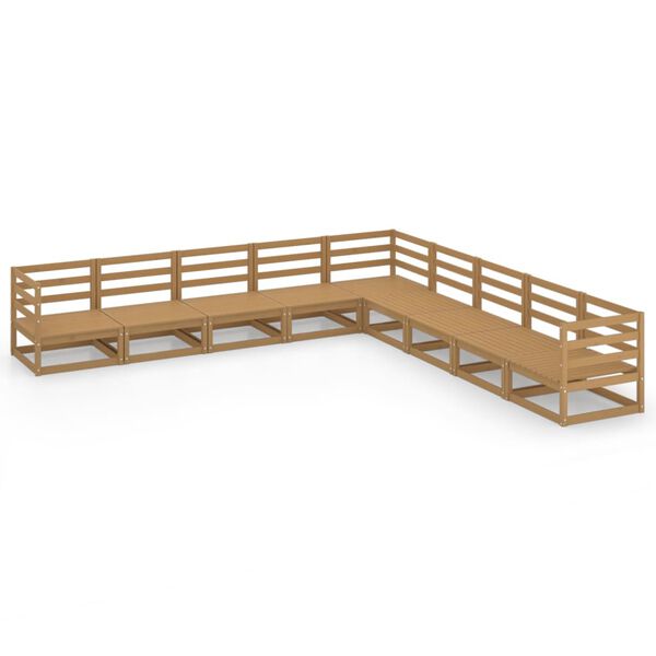 vidaXL Set Salotto da Giardino 9pz Marrone Ambra Legno Massello Pino