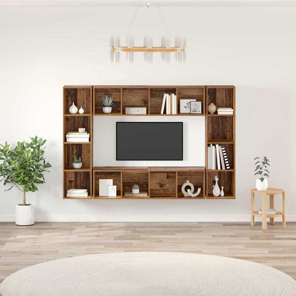 vidaXL Set mobile TV 4 pcs Marrone 37 x 37 x 142,5 cm