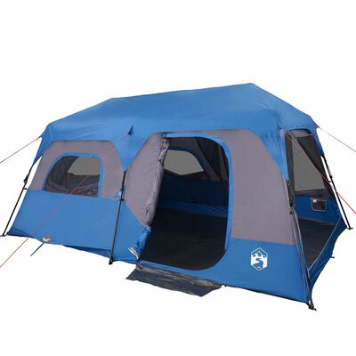 vidaXL Tenda Campeggio 9 Persone Blu Rilascio Rapido Impermeabile