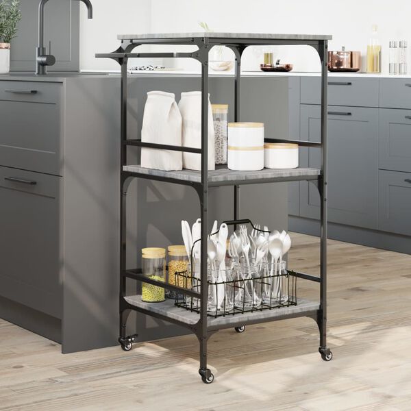 vidaXL Carrello da Cucina Grigio Sonoma 60,5x50x105 cm