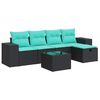 vidaXL Set Divano da Giardino 6 pz con Cuscini Nero in Polyrattan
