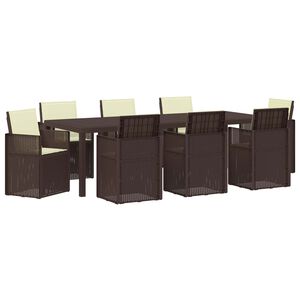 vidaXL Set da Pranzo per Giardino 9 pz Marrone e Crema PP