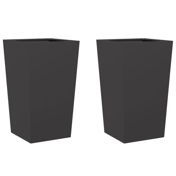 vidaXL Fioriere da Giardino 2 pz Nere 45x45x75 cm in Acciaio