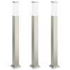 vidaXL Lampioni a palo 3 pz 80 cm Acciaio Inox IP44