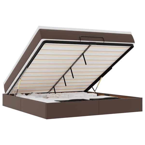 vidaXL Struttura Letto Pouf con Materasso Marrone 180x200cm Similpelle