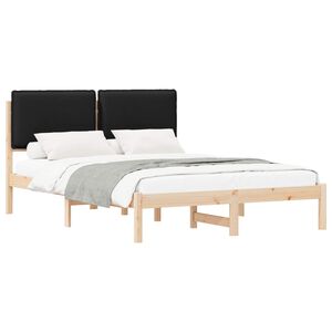 vidaXL Letto con Testiera Rivestita Nero 140 x 190 cm Pino massello