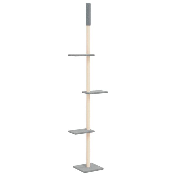 vidaXL Albero per Gatti Pavimento Soffitto Grigio Chiaro 267,5-297,5cm