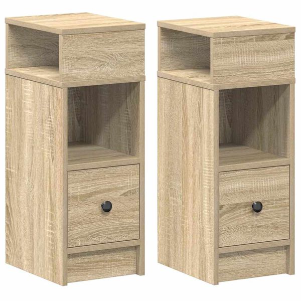 vidaXL Comodini 2 pz con Cassetto Rovere Sonoma 25x31x66 cm