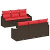 vidaXL Set di divani 7 pz 3-Numero di posti Marrone e Rosso polyrattan