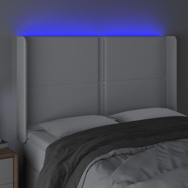 vidaXL Testiera a LED Bianco 147x16x118/128 cm in Similpelle