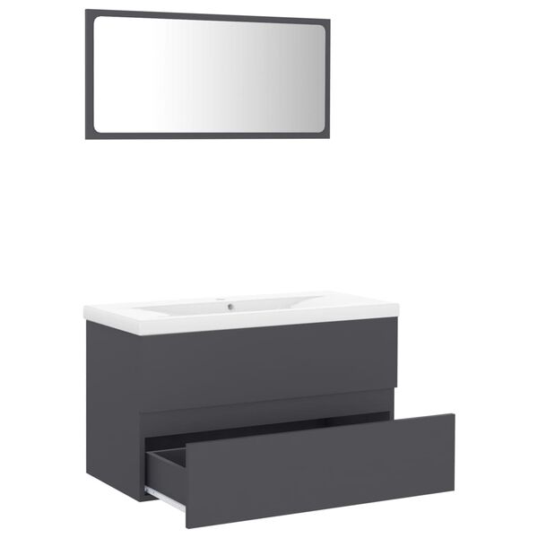 vidaXL Set Mobili da Bagno Grigio in Legno Multistrato