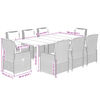 vidaXL Set Pranzo da Giardino 9pz con Cuscini Grigio Chiaro Polyrattan