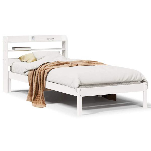 vidaXL Letto senza Materasso Bianco 75x190 in Legno Massello di Pino