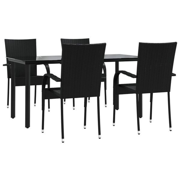 vidaXL Set da Pranzo da Giardino 5 pz Nero in Polyrattan