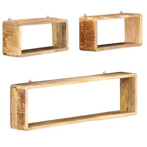 vidaXL Set Mensole Cubiche da Parete 3 pz in Legno Massello di Mango