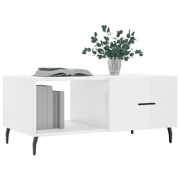 vidaXL Tavolino da Salotto Bianco Lucido 90x50x40 cm Legno Multistrato