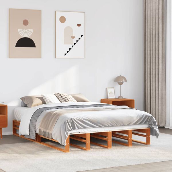 vidaXL Letto senza Materasso Marrone Cera 150x200 cm in Legno di Pino