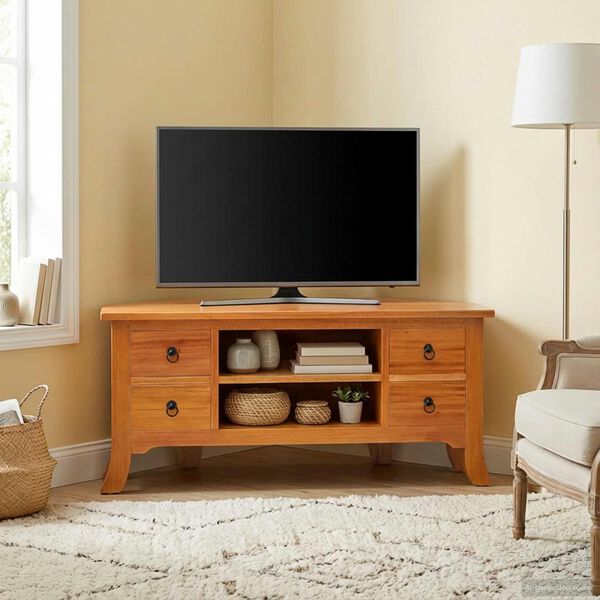 vidaXL Mobile TV Naturale 100 x 40,5 x 46 cm Legno di Mogano Massello
