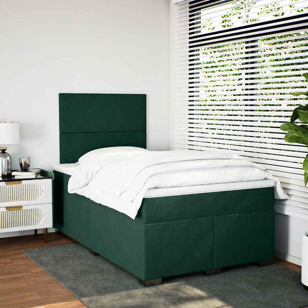 vidaXL Giroletto a Molle con Materasso Verde Scuro 120x190 cm Velluto