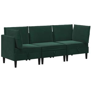 vidaXL Set di mobili per il soggiorno 3 pz Verde Scuro Velluto