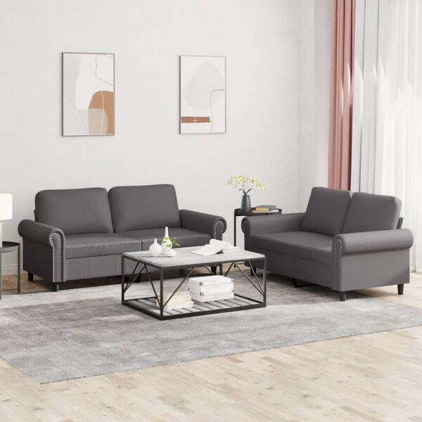 vidaXL Set di Divani 2 pz con Cuscini Grigio in Similpelle